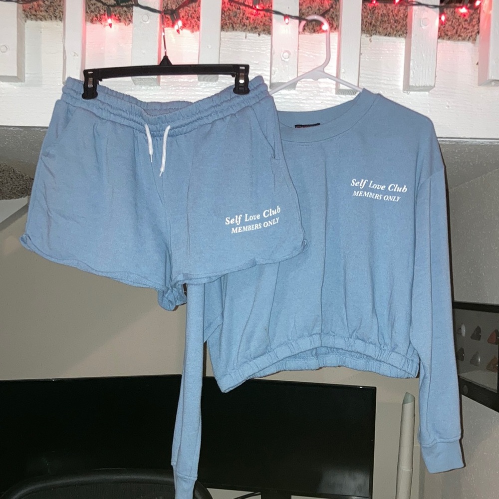 Self Love Club sweatshirt and matching shorts set